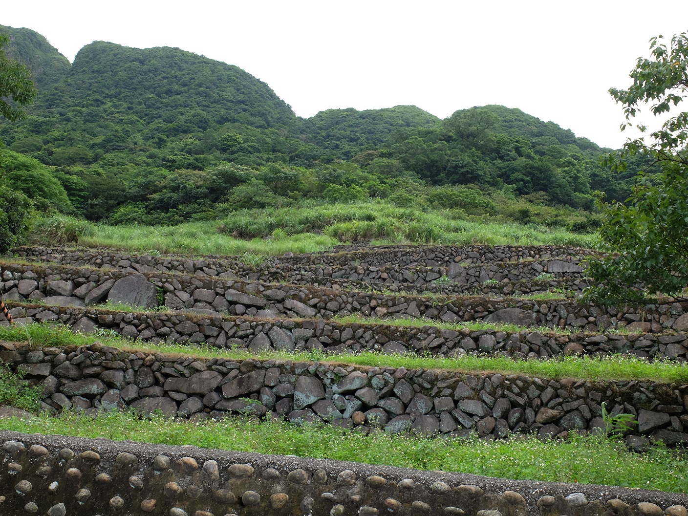 百年石砌梯田是火山岩堆砌而成,也是當地的特殊地景